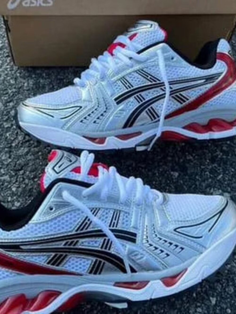 White & Red ASICS Running Sneakers